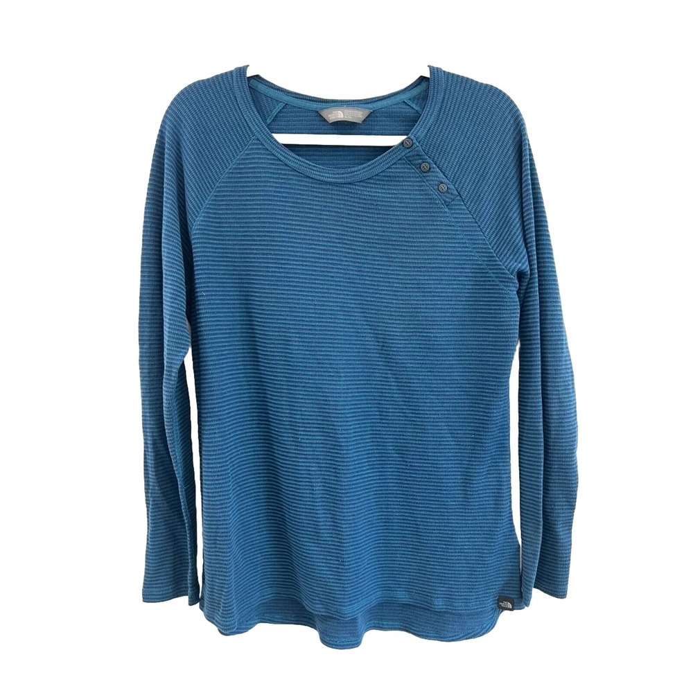 The North Face Top Long Sleeve Blue Strip Activewear Women Size‎ XL